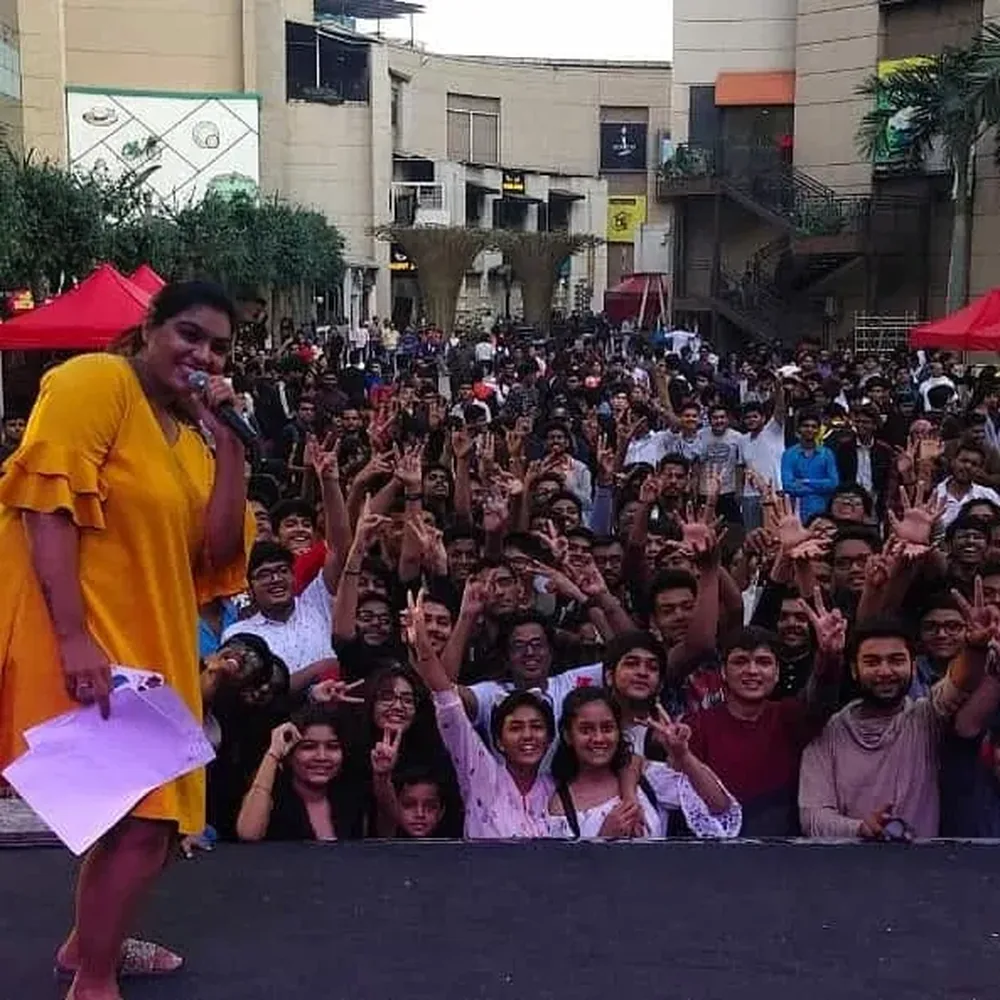 Interactive event host in Pune engaging a crowd